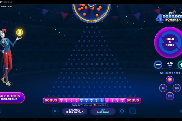 4 Bonuses Bonanza - Plinko Spin slot interface