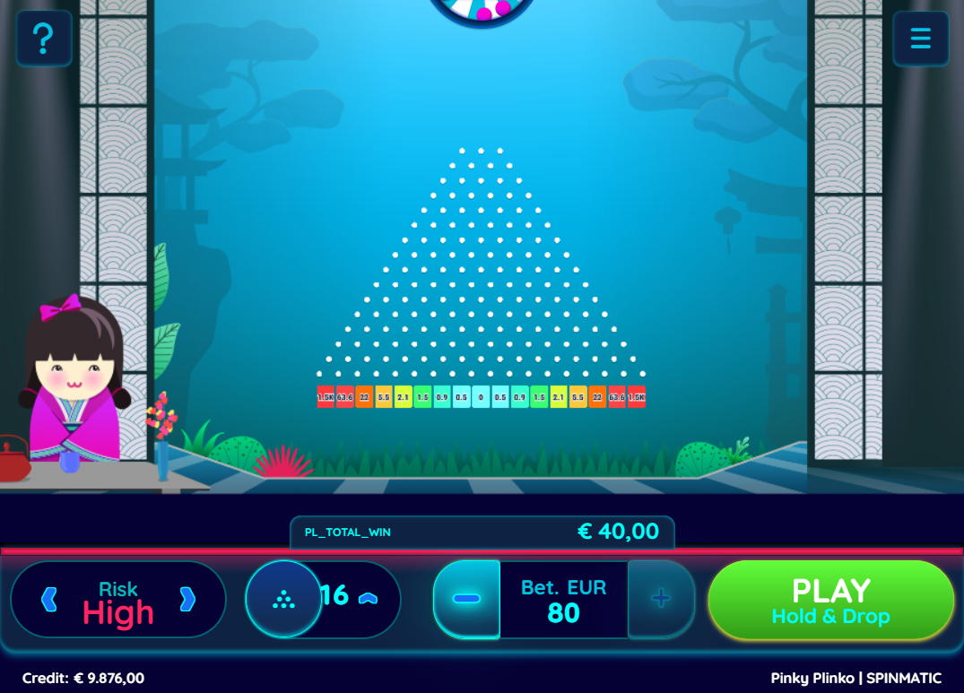 Pinky Plinko slot interface