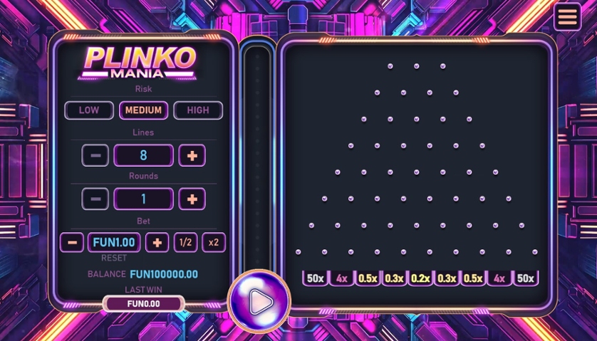 Plinko Mania slot interface