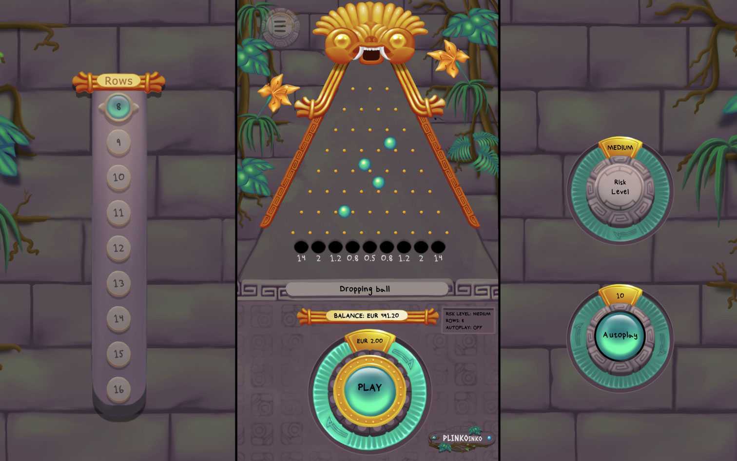 Plinkoinko slot interface