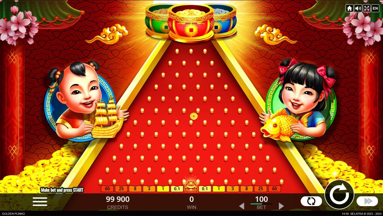 Golden Plinko slot interface