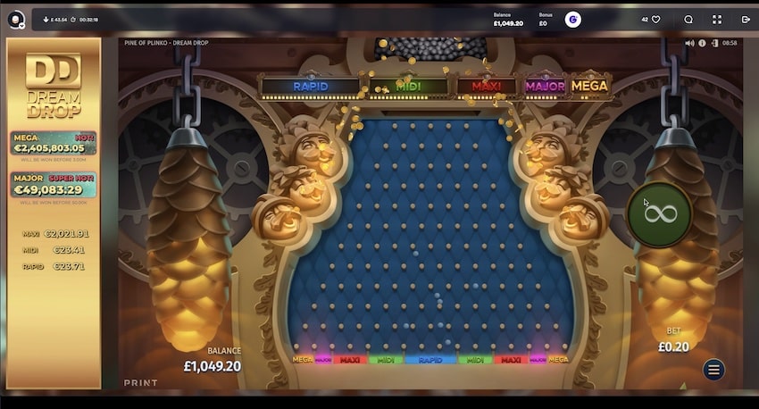Pine of Plinko Dream Drop slot interface